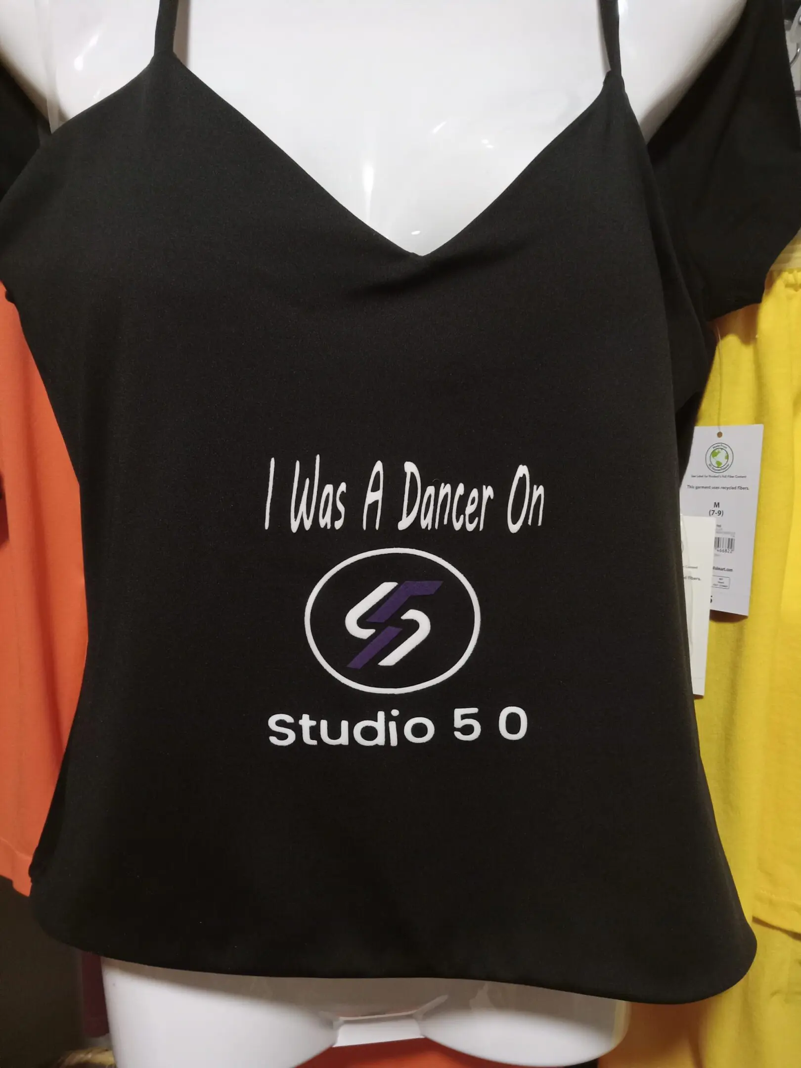 A black shirt with the words " i was a dancer on studio 5. 0 ".