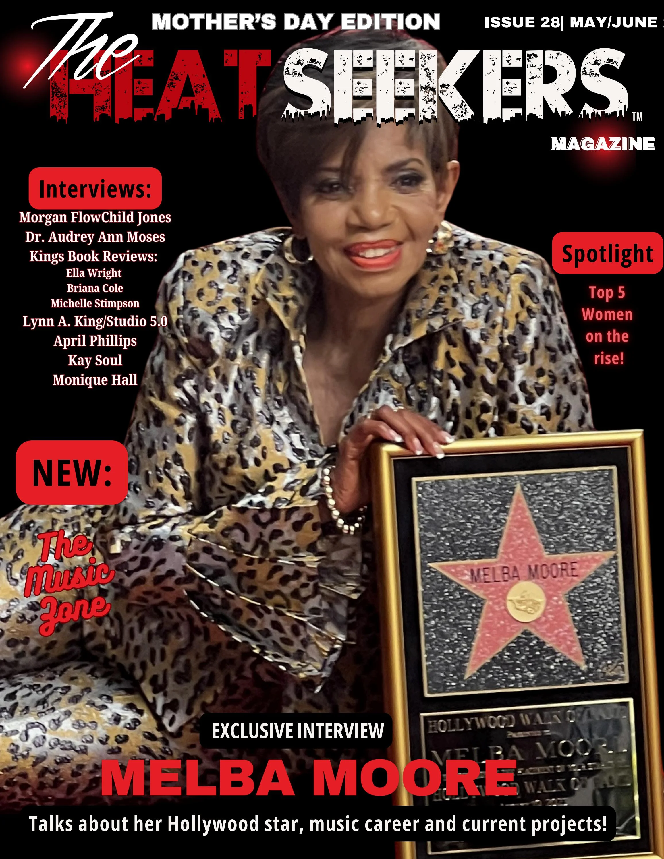 A woman in leopard print jacket holding up her star.